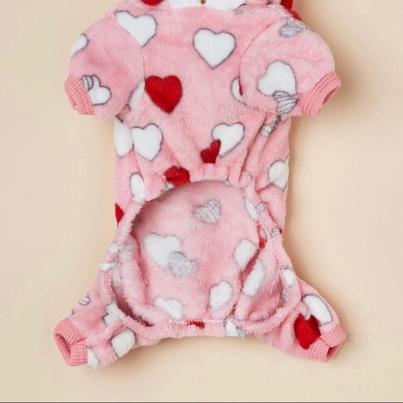 Heart Pattern Plush Pet Jumpsuit (not available) - Picture 4 of 6